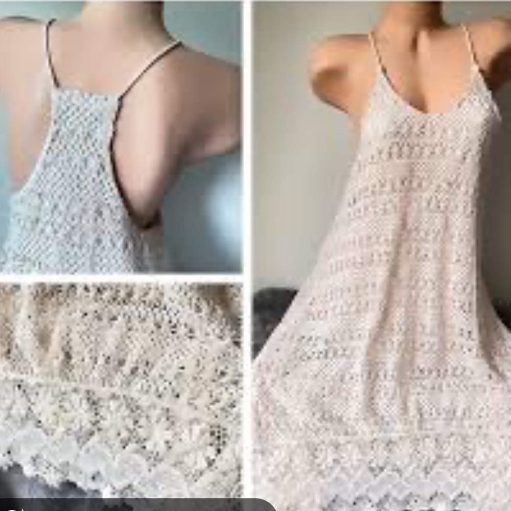 H&M Bohemian, Crochet, Racerback, Lined Light Cream Elegant straps Lace NWOT S